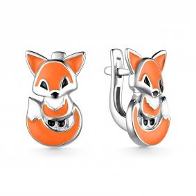 Серебряные серьги АЛЬКОР 02-3360/ЭМ53-00 с эмалью 02-3360/ЭМ53-00 фото