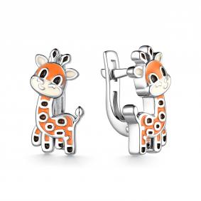 Серебряные серьги АЛЬКОР 02-3368/ЭМ23-00 с эмалью 02-3368/ЭМ23-00 фото