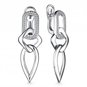 Серебряные серьги АЛЬКОР 02-3374/00КЦ-00 с фианитом 02-3374/00КЦ-00 фото