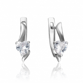 Серьги из белого золота Platina 02-3470-00-401-1120-03 с фианитом 02-3470-00-401-1120-03 фото