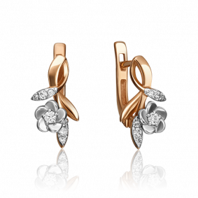 Серьги из комбинированного золота Platina 02-3476-00-501-1111-38 с фианитом 02-3476-00-501-1111-38 фото