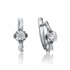 Серьги из белого золота Platina 02-3478-00-501-1120-38 с фианитом 02-3478-00-501-1120-38 фото