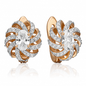 Золотые серьги Platina 02-3484-00-501-1110-38 с фианитом 02-3484-00-501-1110-38 фото