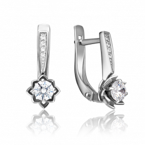 Серьги из белого золота Platina 02-3486-00-501-1120-38 с фианитом 02-3486-00-501-1120-38 фото