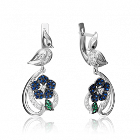 Серьги из белого золота Platina 02-3509-00-404-1120-33 с фианитом 02-3509-00-404-1120-33 фото