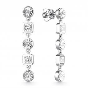 Серебряные серьги АЛЬКОР 02-3518/000Б-00 с бриллиантом 02-3518/000Б-00 фото