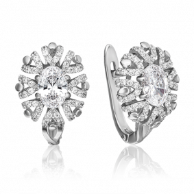 Серьги из белого золота Platina 02-3521-00-501-1120-38 с фианитом 02-3521-00-501-1120-38 фото