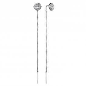 Серебряные серьги АЛЬКОР 02-3522/000Б-00 с бриллиантом 02-3522/000Б-00 фото