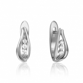 Серьги из белого золота Platina 02-3528-00-501-1120-38 с фианитом 02-3528-00-501-1120-38 фото