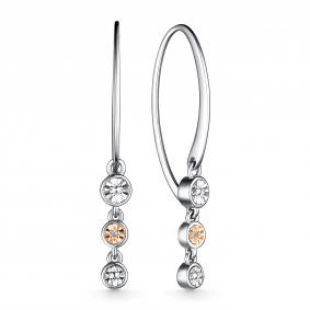 Серебряные серьги АЛЬКОР с золотой накладкой и бриллиантом 02-3549/000Б-00 02-3549/000Б-00 фото