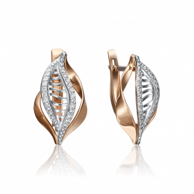 Серьги из комбинированного золота Platina 02-3560-00-401-1111-32 с фианитом 02-3560-00-401-1111-32 фото