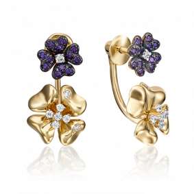 Серьги из лимонного золота Platina 02-3567-01-404-1130-24 с фианитом 02-3567-01-404-1130-24 фото