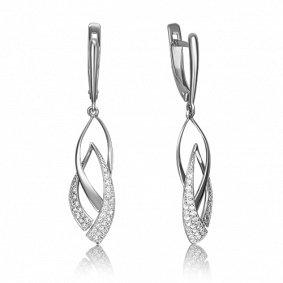 Серьги из белого золота Platina 02-3583-00-401-1120-32 с фианитом 02-3583-00-401-1120-32 фото