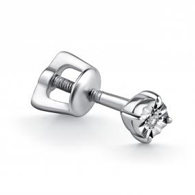 Одиночная серьга из серебра АЛЬКОР с бриллиантом 02-3587/000Б-00 02-3587/000Б-00 фото