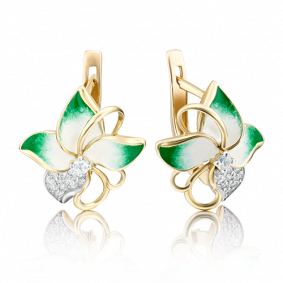Серьги из лимонного золота Platina 02-3597-00-401-1130-25 с фианитом и эмалью 02-3597-00-401-1130-25 фото