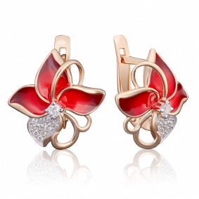 Золотые серьги Platina 02-3597-01-401-1110-25 с фианитом и эмалью 02-3597-01-401-1110-25 фото