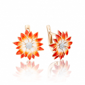 Золотые серьги Platina 02-3622-00-401-1110-25 с фианитом и эмалью 02-3622-00-401-1110-25 фото