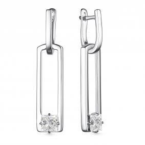 Серебряные серьги АЛЬКОР 02-3635/00ГХ-00 с горным хрусталём 02-3635/00ГХ-00 фото