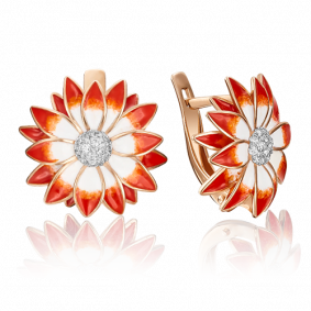 Золотые серьги Platina 02-3650-00-401-1110-25 с фианитом и эмалью 02-3650-00-401-1110-25 фото