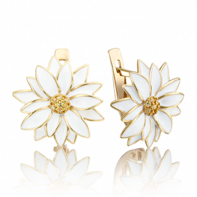Золотые серьги Platina 02-3650-00-404-1130-25 с фианитом и эмалью 02-3650-00-404-1130-25 фото