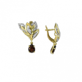 Серьги из лимонного золота Platina 02-3652-00-210-1130-46 с фианитом и гранатом 02-3652-00-210-1130-46 фото