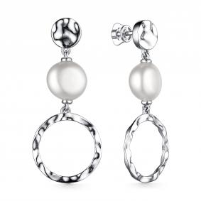 Серебряные серьги АЛЬКОР 02-3655/00ЖБ-00 с жемчугом 02-3655/00ЖБ-00 фото