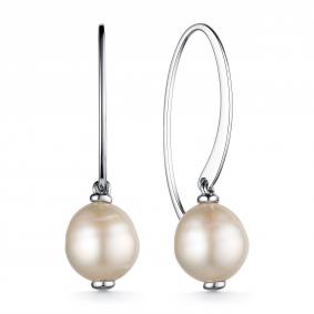 Серебряные серьги АЛЬКОР 02-3658/00ЖБ-00 с жемчугом 02-3658/00ЖБ-00 фото