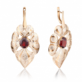 Золотые серьги Platina 02-3664-00-204-1110-46 с гранатом 02-3664-00-204-1110-46 фото