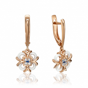 Золотые серьги Platina 02-3668-00-605-1110-51 с фианитом и цирконием 02-3668-00-605-1110-51 фото