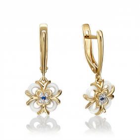 Серьги из лимонного золота Platina 02-3668-00-605-1130-51 с фианитом и цирконием 02-3668-00-605-1130-51 фото