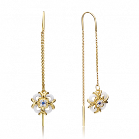 Серьги из лимонного золота Platina 02-3669-00-605-1130-51 с фианитом и цирконием 02-3669-00-605-1130-51 фото