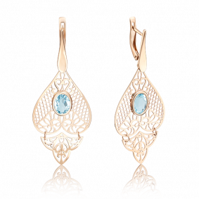Золотые серьги Platina 02-3687-00-201-1110-46 с топазом 02-3687-00-201-1110-46 фото