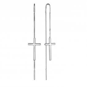 Серебряные серьги-кресты АЛЬКОР 02-3692/0000-00 02-3692/0000-00 фото