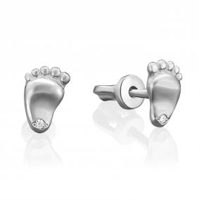 Серьги из белого золота Platina 02-3694-00-401-1120-03 с фианитом 02-3694-00-401-1120-03 фото