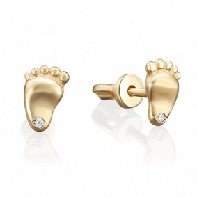 Серьги из лимонного золота Пяточка Platina с фианитом 02-3694-00-401-1130-03 02-3694-00-401-1130-03 фото