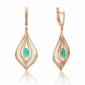 Золотые серьги Platina 02-3705-00-274-1110-46 с халцедоном 02-3705-00-274-1110-46 фото