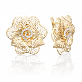 Серьги из лимонного золота Platina 02-3711-00-401-1130-65 с фианитом 02-3711-00-401-1130-65 фото