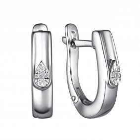 Серебряные серьги АЛЬКОР 02-3715/000Б-00 с бриллиантом 02-3715/000Б-00 фото