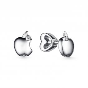 Серебряные серьги АЛЬКОР 02-3721/000Б-00 с бриллиантом 02-3721/000Б-00 фото