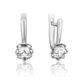 Серьги из белого золота Platina 02-3729-00-501-1120-38 с фианитом 02-3729-00-501-1120-38 фото