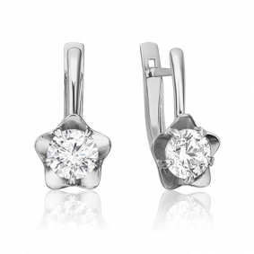 Серьги из белого золота Platina 02-3733-00-501-1120-38 с фианитом 02-3733-00-501-1120-38 фото