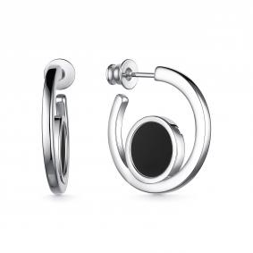 Серебряные серьги АЛЬКОР 02-3735/00ОН-00 с ониксом 02-3735/00ОН-00 фото