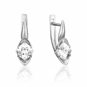 Серьги из белого золота Platina 02-3738-00-501-1120-38 с фианитом 02-3738-00-501-1120-38 фото