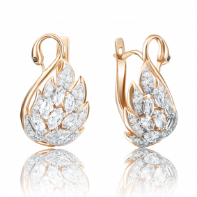 Золотые серьги Platina 02-3740-00-503-1110-38 с фианитом 02-3740-00-503-1110-38 фото