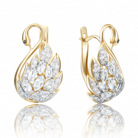 Серьги из лимонного золота Platina 02-3740-00-503-1130-38 с фианитом 02-3740-00-503-1130-38 фото