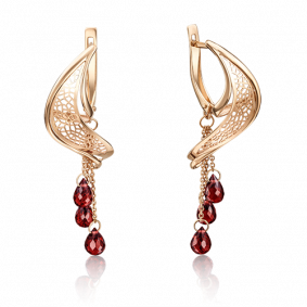 Золотые серьги Platina 02-3752-00-204-1110-46 с гранатом 02-3752-00-204-1110-46 фото