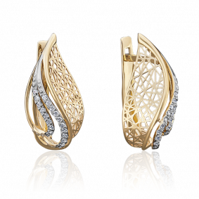 Серьги из лимонного золота Platina 02-3754-00-401-1130-32 с фианитом 02-3754-00-401-1130-32 фото