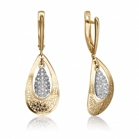 Серьги из лимонного золота Platina 02-3757-00-801-1130-55 с ювелирным кристаллом 02-3757-00-801-1130-55 фото