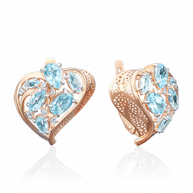 Золотые серьги Platina 02-3763-00-207-1110-46 с топазом и фианитом 02-3763-00-207-1110-46 фото