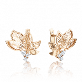 Золотые серьги Platina 02-3764-00-401-1110-48 с фианитом 02-3764-00-401-1110-48 фото